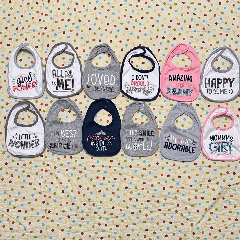 Baby Treasures Bibs Set - Pink, Gray, Blue